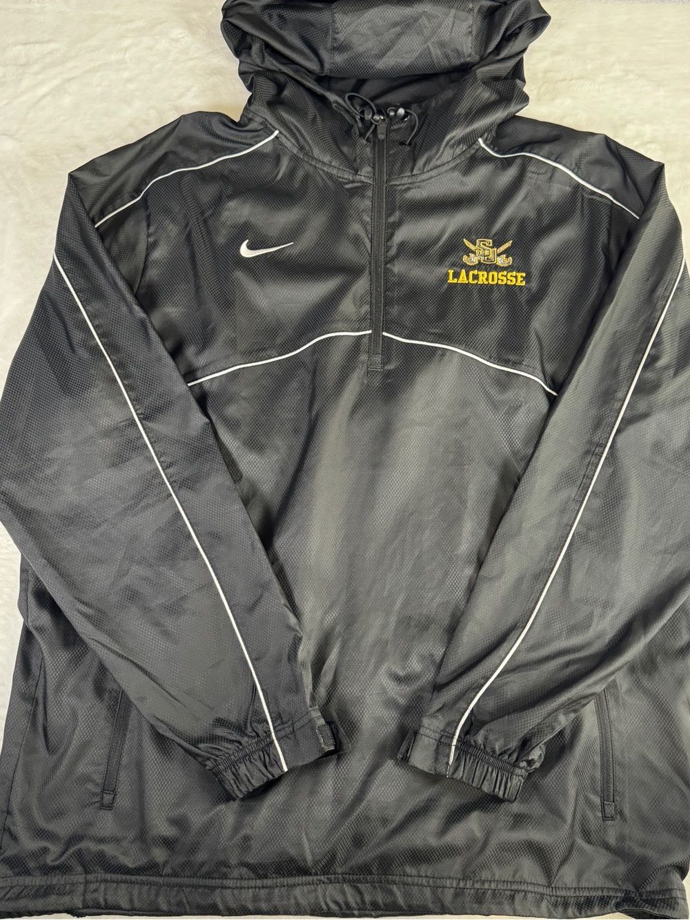 Nike Black Hooded Lacrosse Windbreaker with Yellow Logo